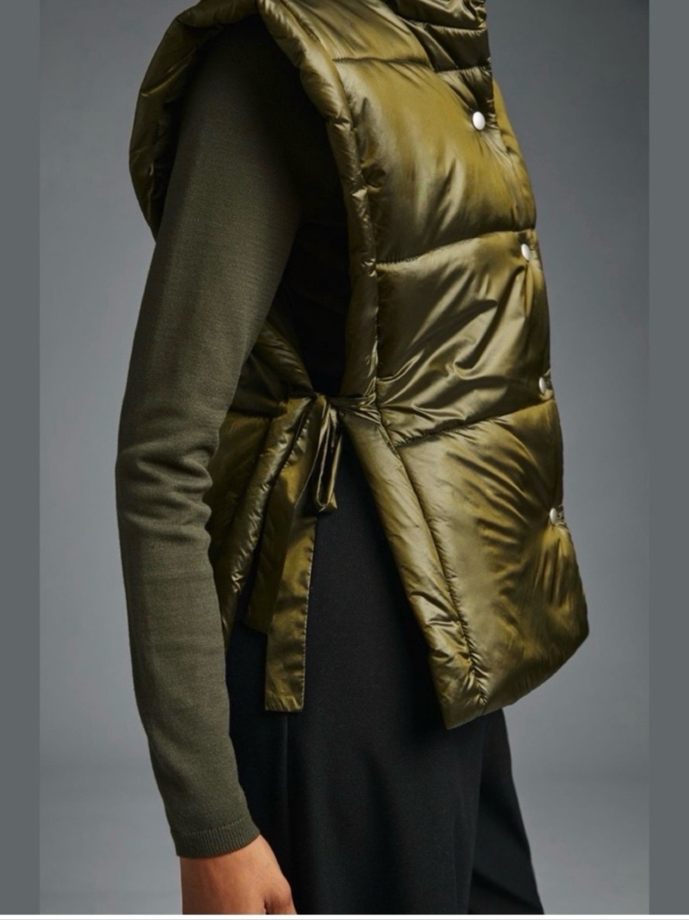 ANTHROPOLOGIE PILCRO Packable Puffer Vest Olive Green One Size - Picture 2 of 15